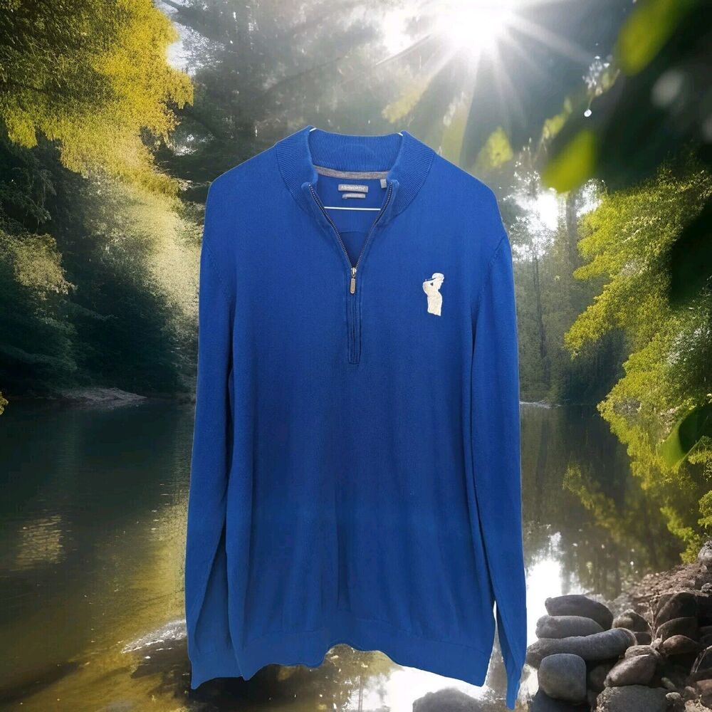 Ashworth Golf Pullover Sweater Mens Sz XL 1/4 Zip Long Sleeve Pima Cotton
